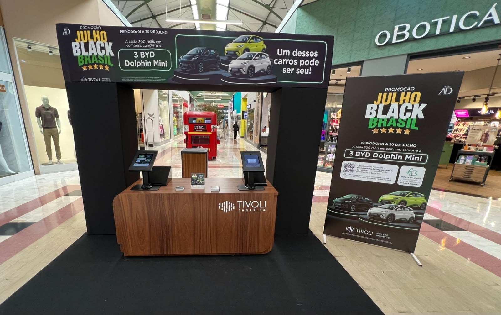 Tivoli Shopping participa da Julho Black Brasil, ação sorteará três carros elétricos BYD Dolphin Mini